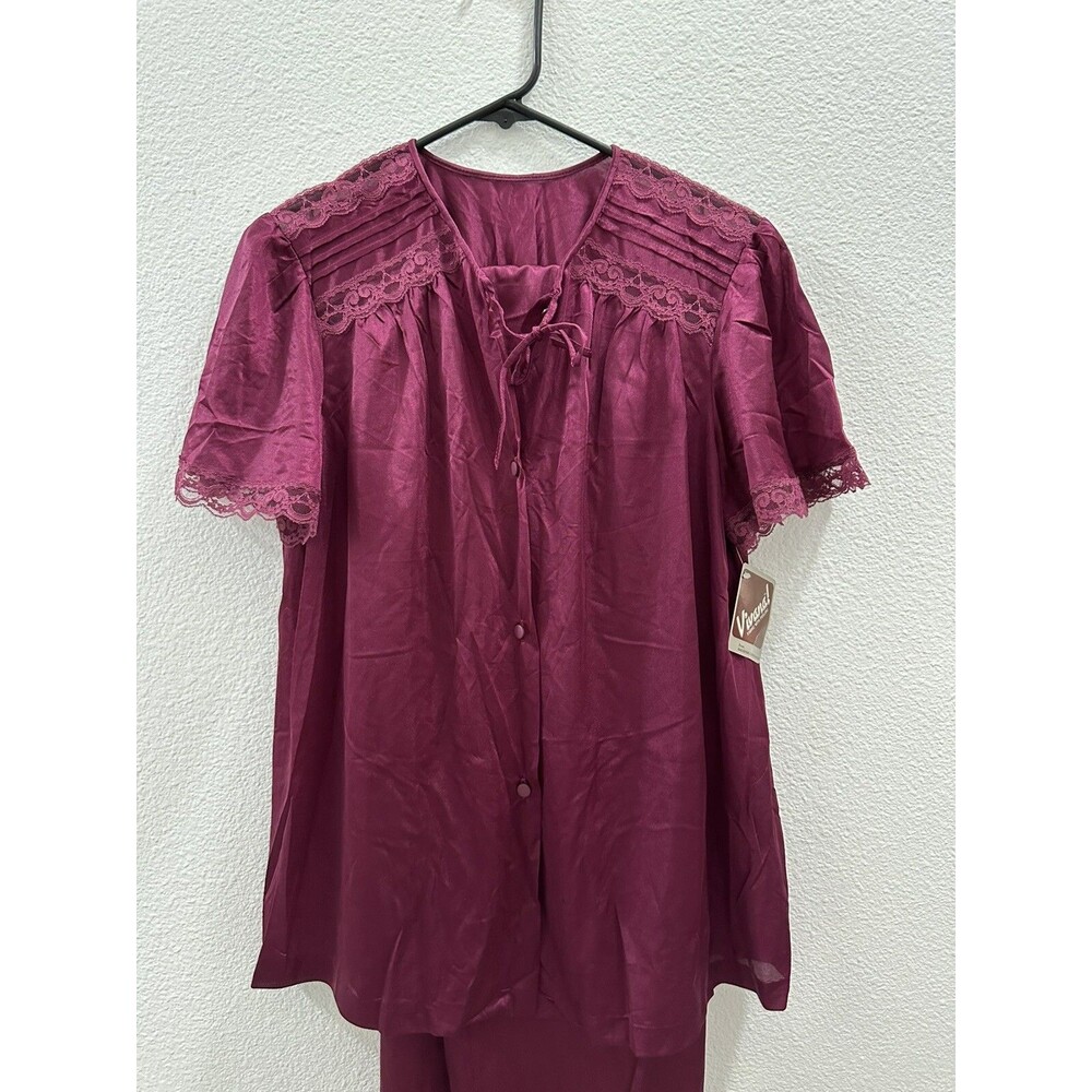 Sleepwear By Deena Top & Long Pants Set NWT Vivana Fabric M Nylon Lace VTG